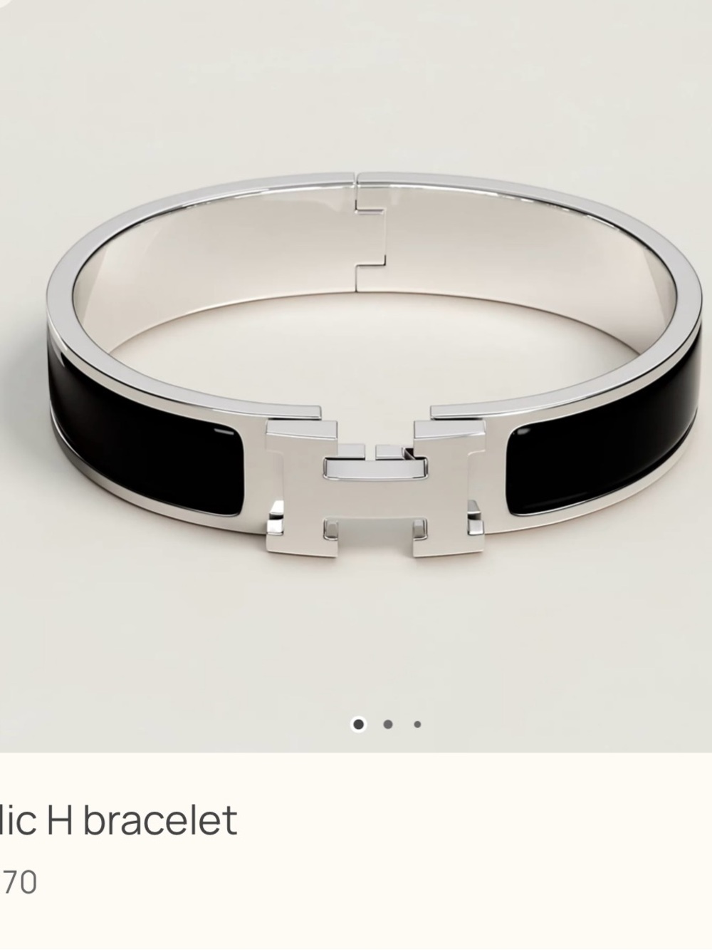 Hermes Black Enamel Clic H Bracelet - Silver Hardware